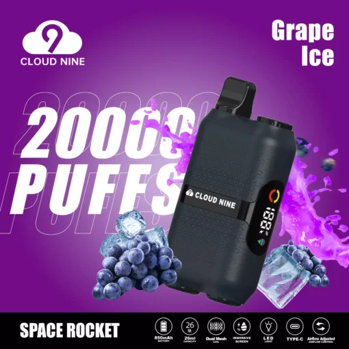 Cloud Nine Vape 20000 Puffs – Dual Mesh Coils & Rechargeable - Image 3