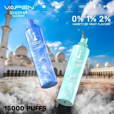 VAPEN Shisha Hookah 15000 Puffs Vape - 24ml, DTL, recarregável para um desempenho de longa duração