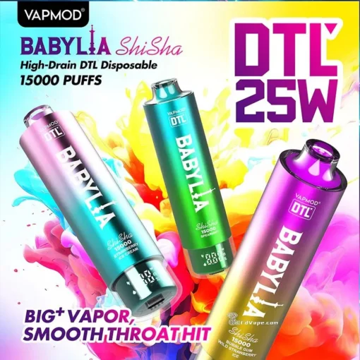 VAPMOD BABYLIA 15000 Puffs DTL Vape – 18ml Capacity, Mesh Coil for Enhanced Flavor