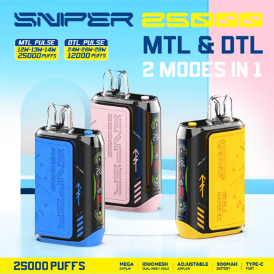 VAPMOD SNIPER 25000 Puffs Vape - Premium-Leder-Design, lang anhaltende Leistung