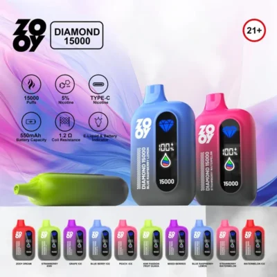 ZOOY Vape nabízí 15000 šluků s dlouhou výdrží, dobíjecí funkcí a bohatou chutí.